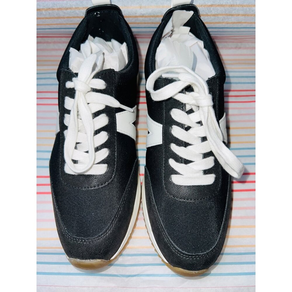 Mia Womens Black & White Lace-Up Sneakers 7M Casual Athletic Shoes Rubber Sole